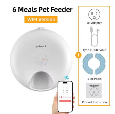 Automatic Pet Feeder 6 Meals Wifi Remote Cat Food Dispenser