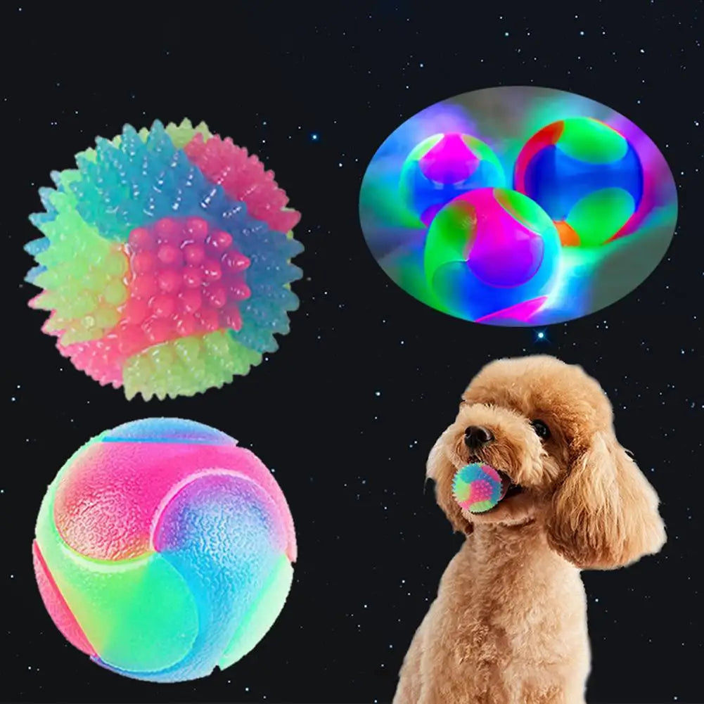 Glowing LED Interactive Pet Ball Toy - Flashing, Elastic & Fun for Cats & Small Dogs