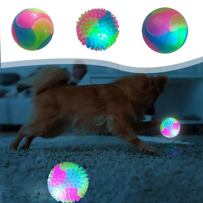 Glowing LED Interactive Pet Ball Toy - Flashing, Elastic & Fun for Cats & Small Dogs