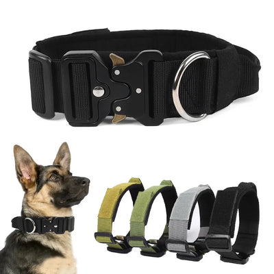 Dog Collar Durable Nylon Military Tactical Lead