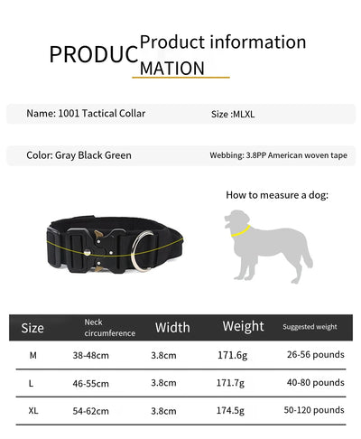 Dog Collar Durable Nylon Military Tactical Lead