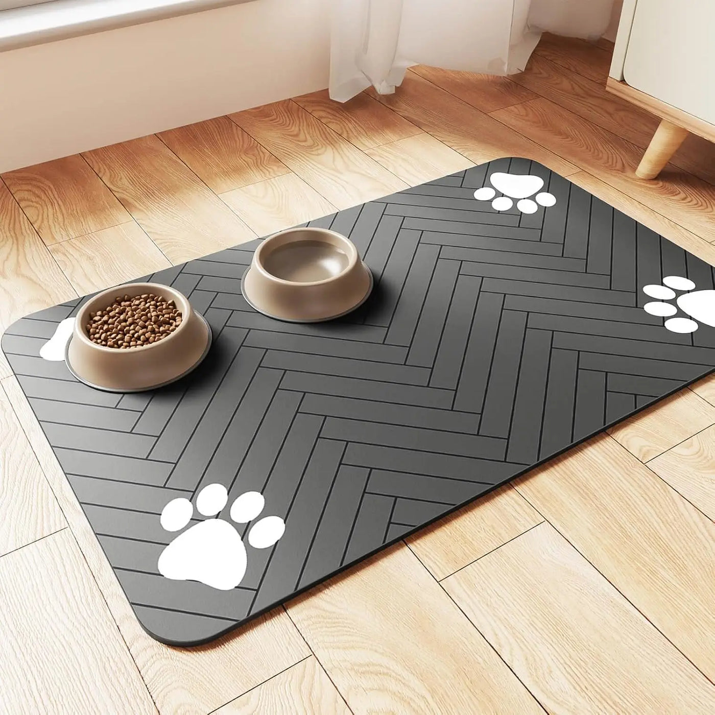 Absorbent Pet Feeding Mat: Waterproof, Quick-Dry Placemat for Food and Water Bowls